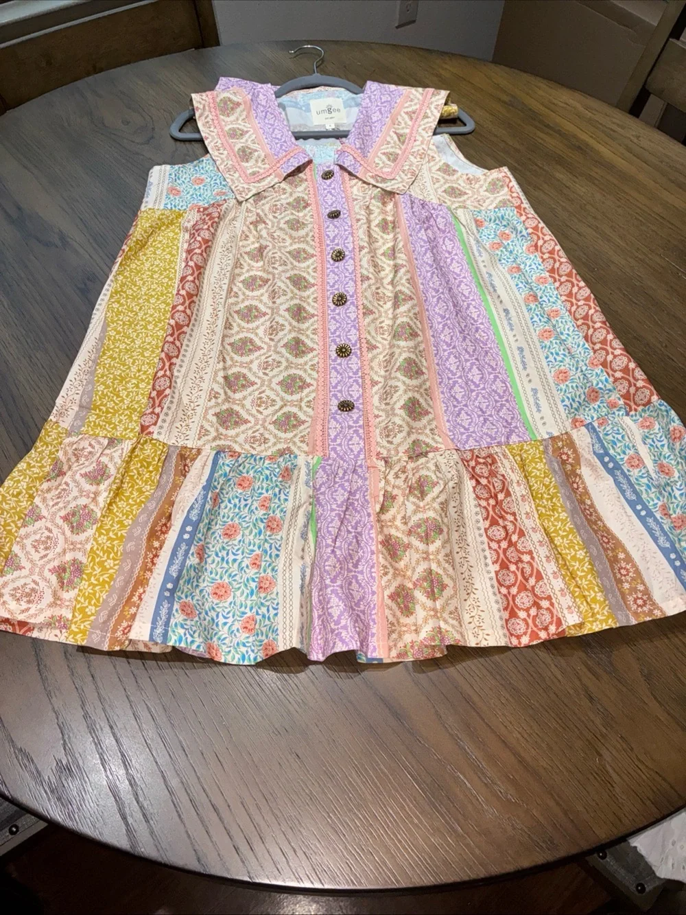 Umgee Lavender, Pink & Mustard Patchwork Button-Down Dress - Picture 6 of 9